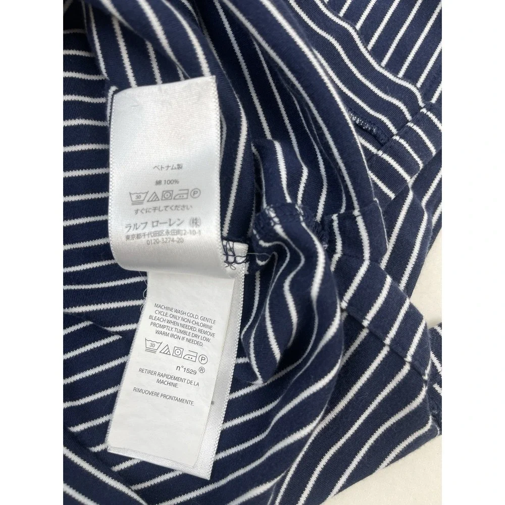 Polo Ralph Lauren Men's Navy/White Striped Short Sleeve Polo Shirt Size 2XL  EUC